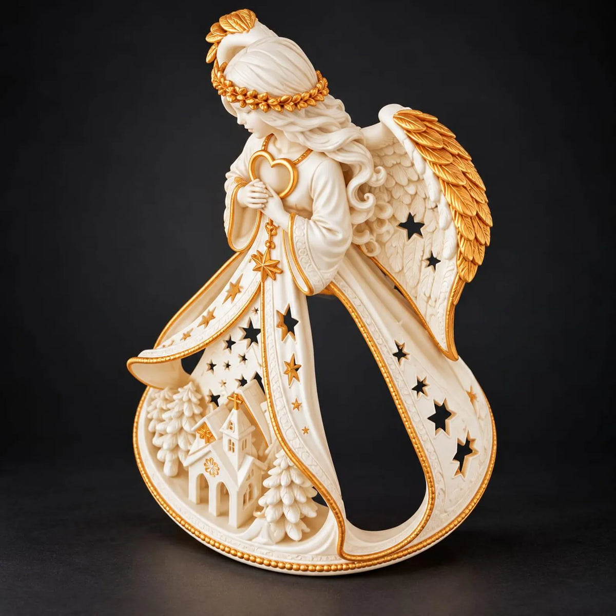 Christmas Guardian Angel Figurine | Lucky Charm Tea Light | 3D STL File - Digital Download