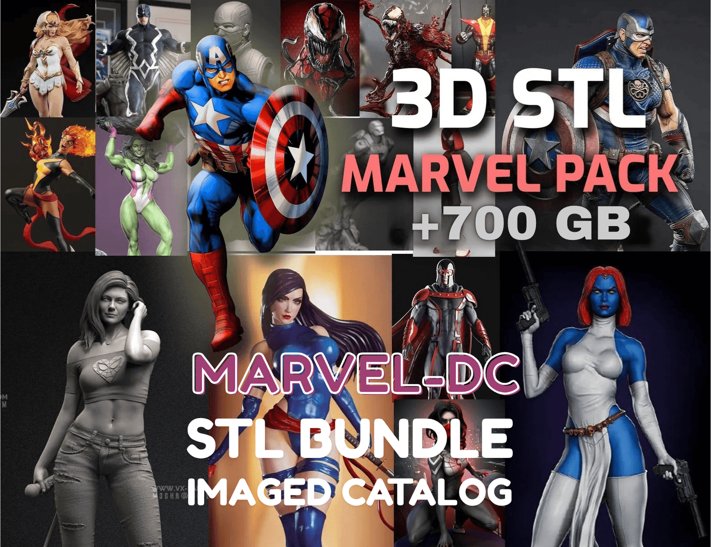 STL Mega Pack 550+ GB | Well-Organized 3D Printable Superhero & Villain Models| Lifetime Access