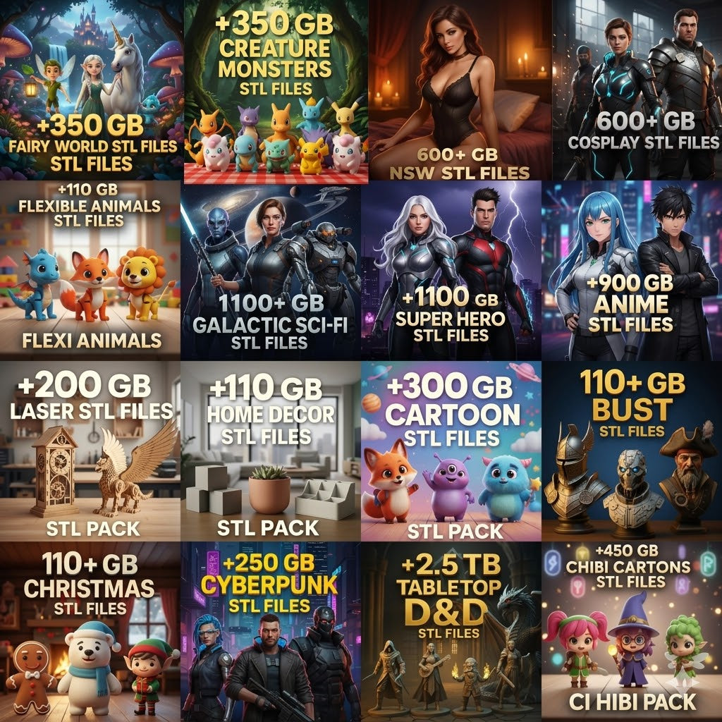 GooBuz™ Ultimate 3D STL Mega Pack – 20M+ Premium Files | 300TB Legends & Horror Collection