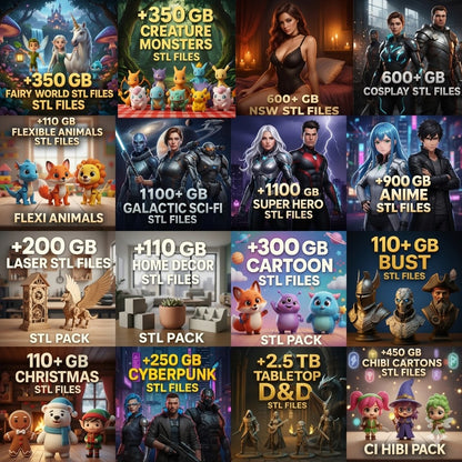 GooBuz™ Ultimate 3D STL Mega Pack – 20M+ Premium Files | 300TB Legends & Horror Collection