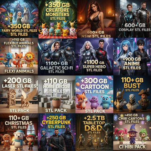 GooBuz™ Ultimate 3D STL Mega Pack – 20M+ Premium Files | 300TB Legends & Horror Collection