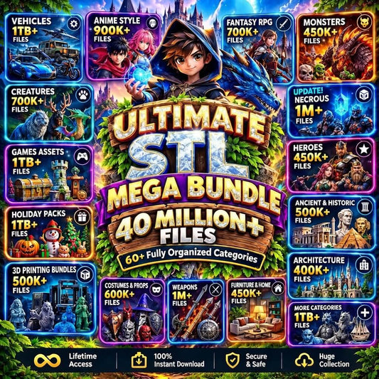 1000TB Mega STL Bundle | 9,000,000+ 3D Print Files | Premium STL Models | 3D Printing Mega Collection