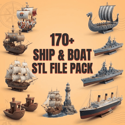 170+ Ship & Boat STL Bundle | Historic & Modern Maritime 3D Models