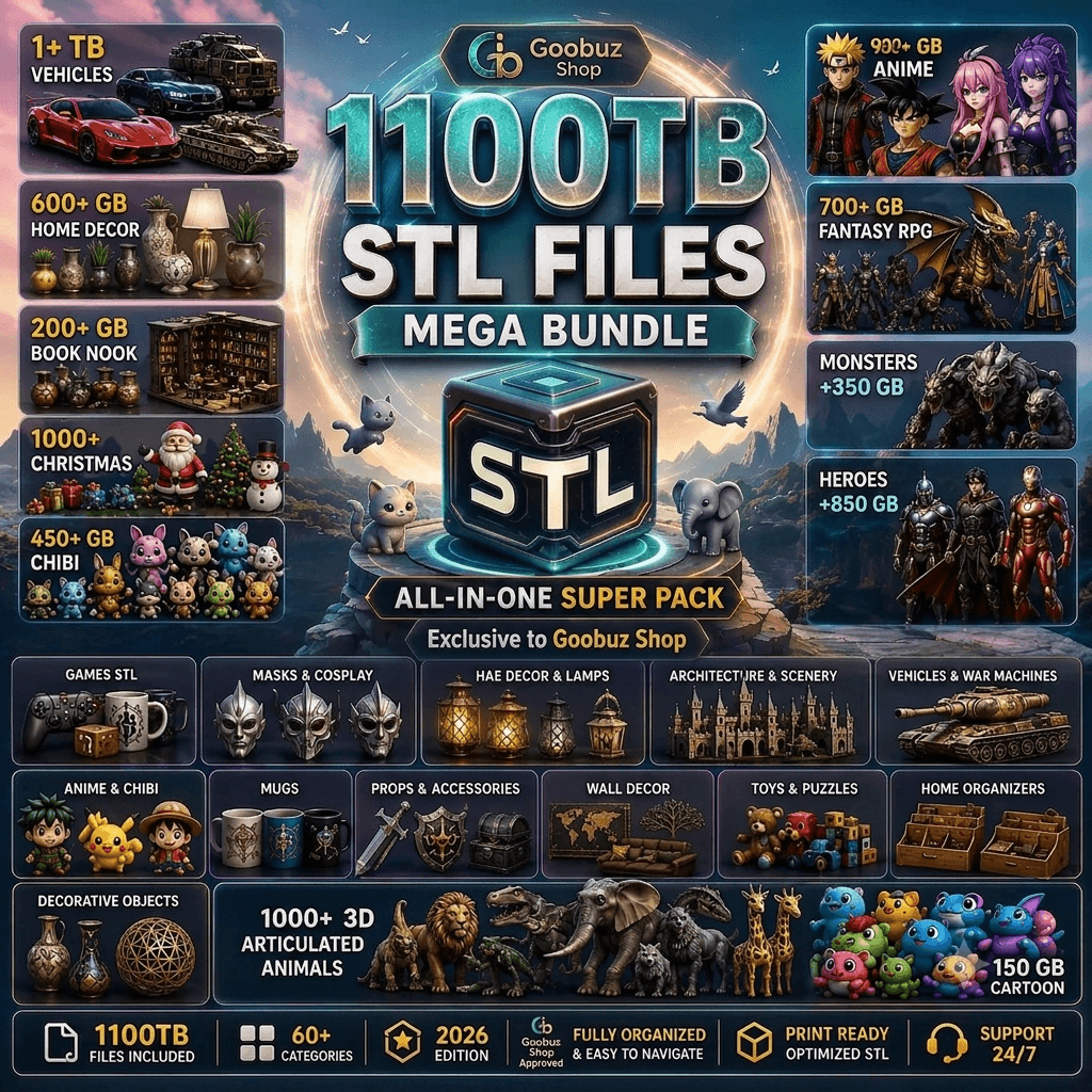 1100TB Everything Pack – Mega STL Bundle, 3D Print Files & Digital Assets (2026 Update)