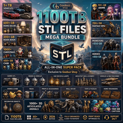 1100TB Everything Pack – Mega STL Bundle, 3D Print Files & Digital Assets (2026 Update)