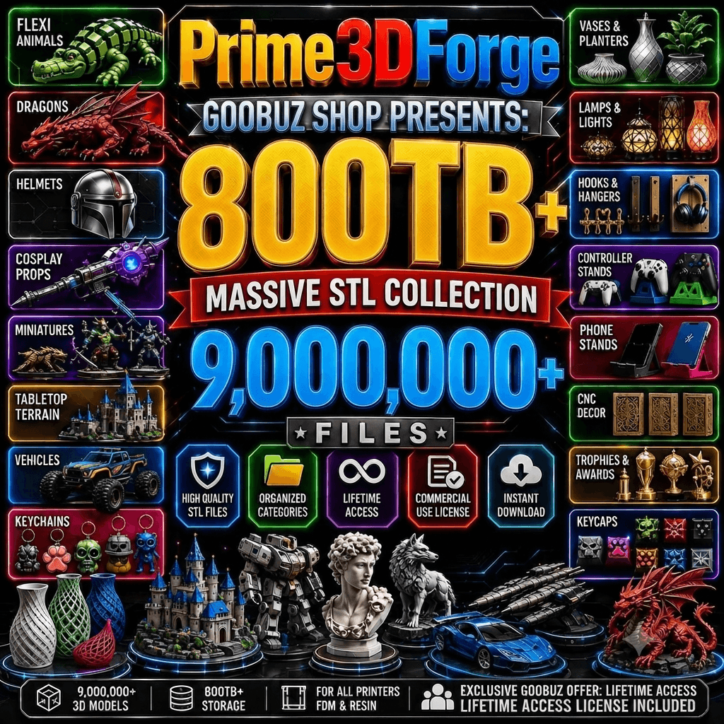 800TB+ Mega STL Bundle | 9,000,000+ 3D Print Files | Commercial Use