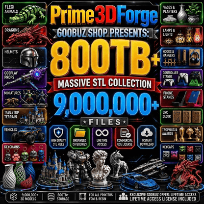 800TB+ Mega STL Bundle | 9,000,000+ 3D Print Files | Commercial Use