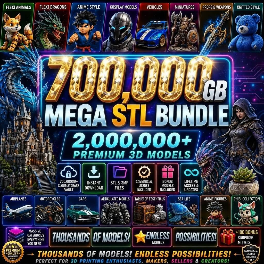 700 TB Ultimate STL Bundle | 2M+ 3D Print Files