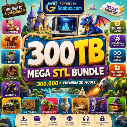 Ultimate 300TB STL Collection | 300,000+ 3D Print Files | Book Nooks, Planters, Vehicles & More