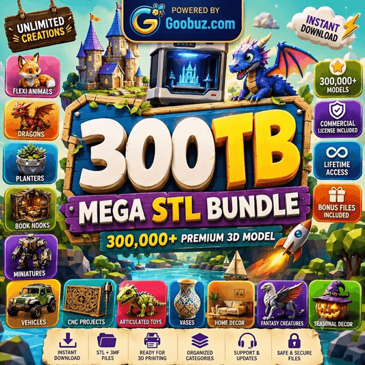 Ultimate 300TB STL Collection | 300,000+ 3D Print Files | Book Nooks, Planters, Vehicles & More