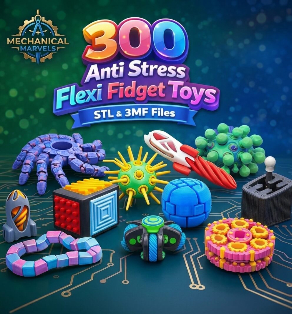 300 Files 3D Models – Sensory, mechanical, Articulated toys Pack- Anti Stress Flexi Fidget Toys