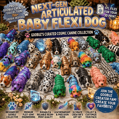 150+ Flexi Dog Keychain STL Bundle - Articulated Baby Puppy 3D Print Files