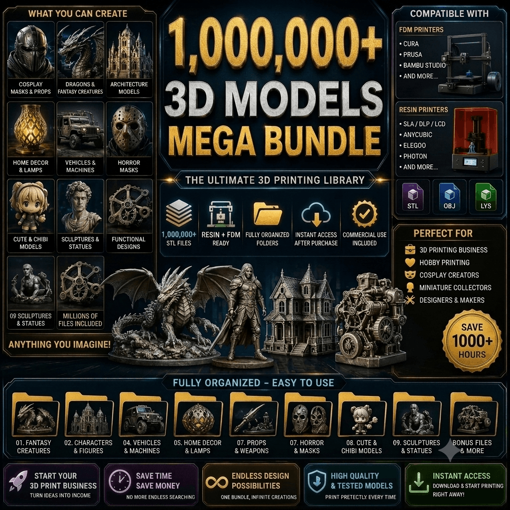 Ultimate STL Bundle | 1,000,000+ Printable Models for FDM & Resin Printers