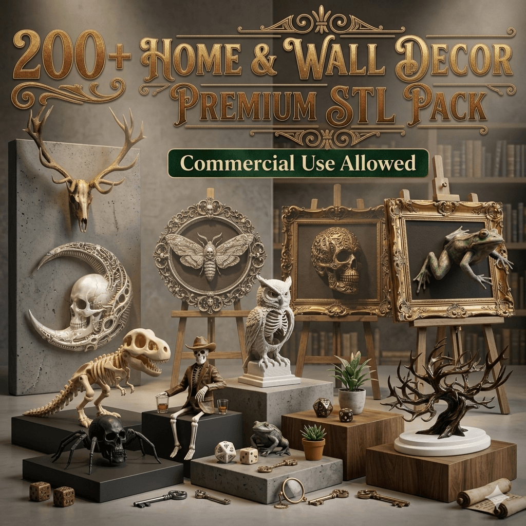 GooBuz Elite: 200+ Gothic Home & Wall Decor STL Bundle – Dark Academia & Fantasy 3D Print Pack (Commercial License)