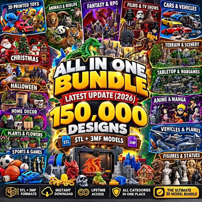 Ultimate All-in-One STL Bundle – 150,000+ 3D Printable Models | 40+ Mega Collections | STL & 3MF Files