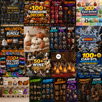 400TB +Mega STL Bundle, Flexi Animals, Dragons, Vehicles, Anime Figures, Props, 3D Print Files Collection
