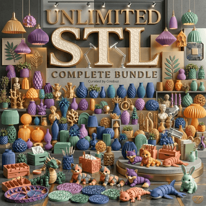 Mega 3D Print Files STL Complete Bundle - 100GB+ Home Decor Models, Vases, Planters, Flexi Animals