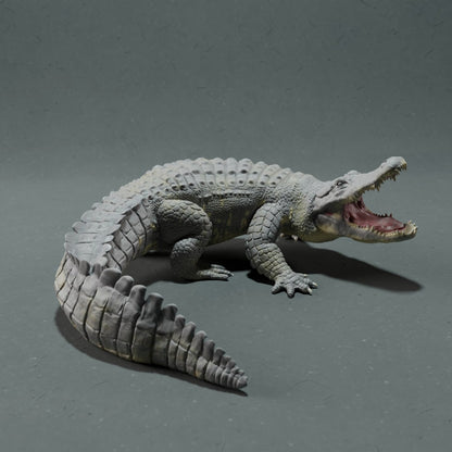 Crocodile STL Model Set for 3D Print, Realistic Reptile Sculpture, Digital Download Figurine