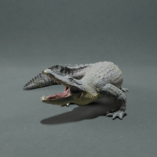 Crocodile STL Model Set for 3D Print, Realistic Reptile Sculpture, Digital Download Figurine