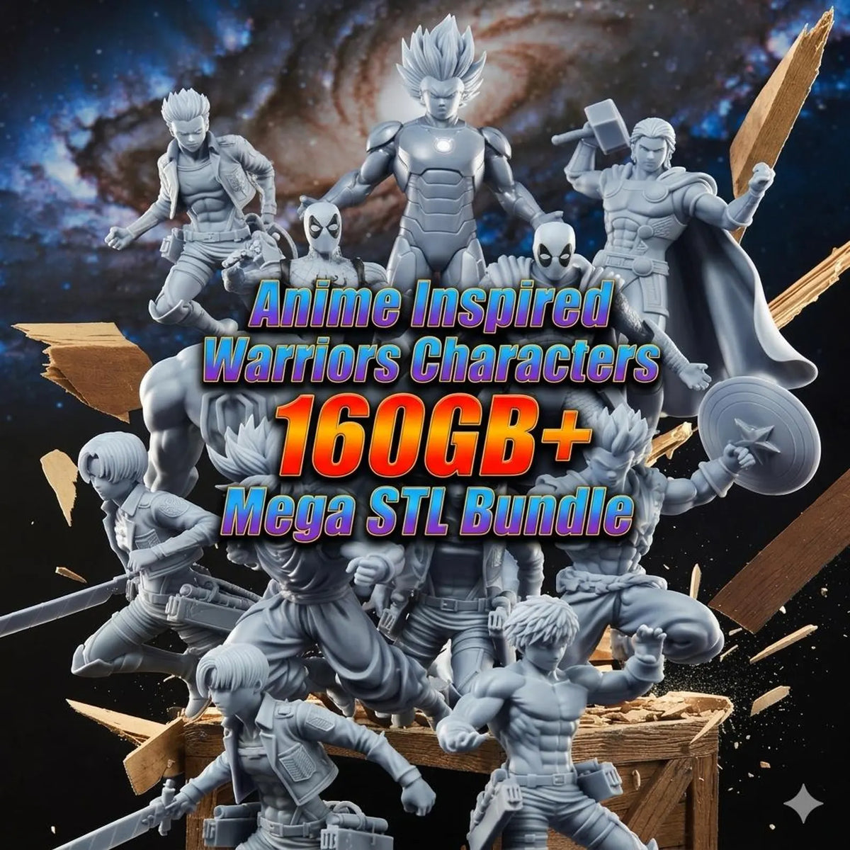 400TB +Mega STL Bundle, Flexi Animals, Dragons, Vehicles, Anime Figures, Props, 3D Print Files Collection