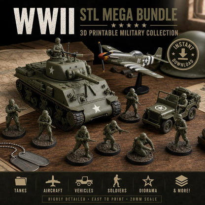 WW2 Mega Bundle: 400GB Military 3D Print Library | Tanks, Soldiers & Terrain STL Files