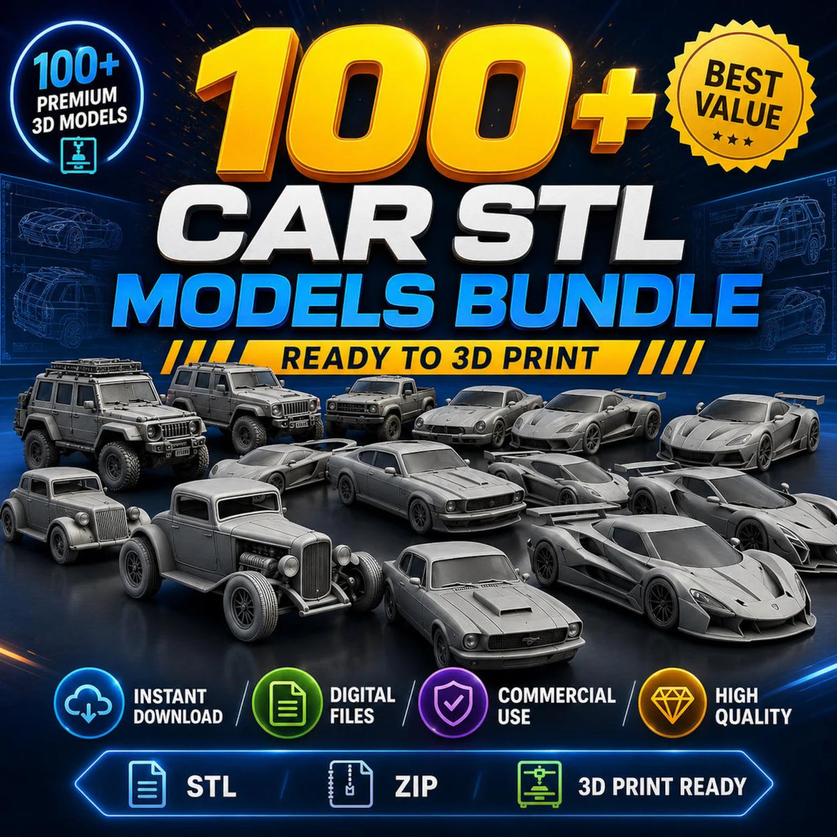 400TB +Mega STL Bundle, Flexi Animals, Dragons, Vehicles, Anime Figures, Props, 3D Print Files Collection