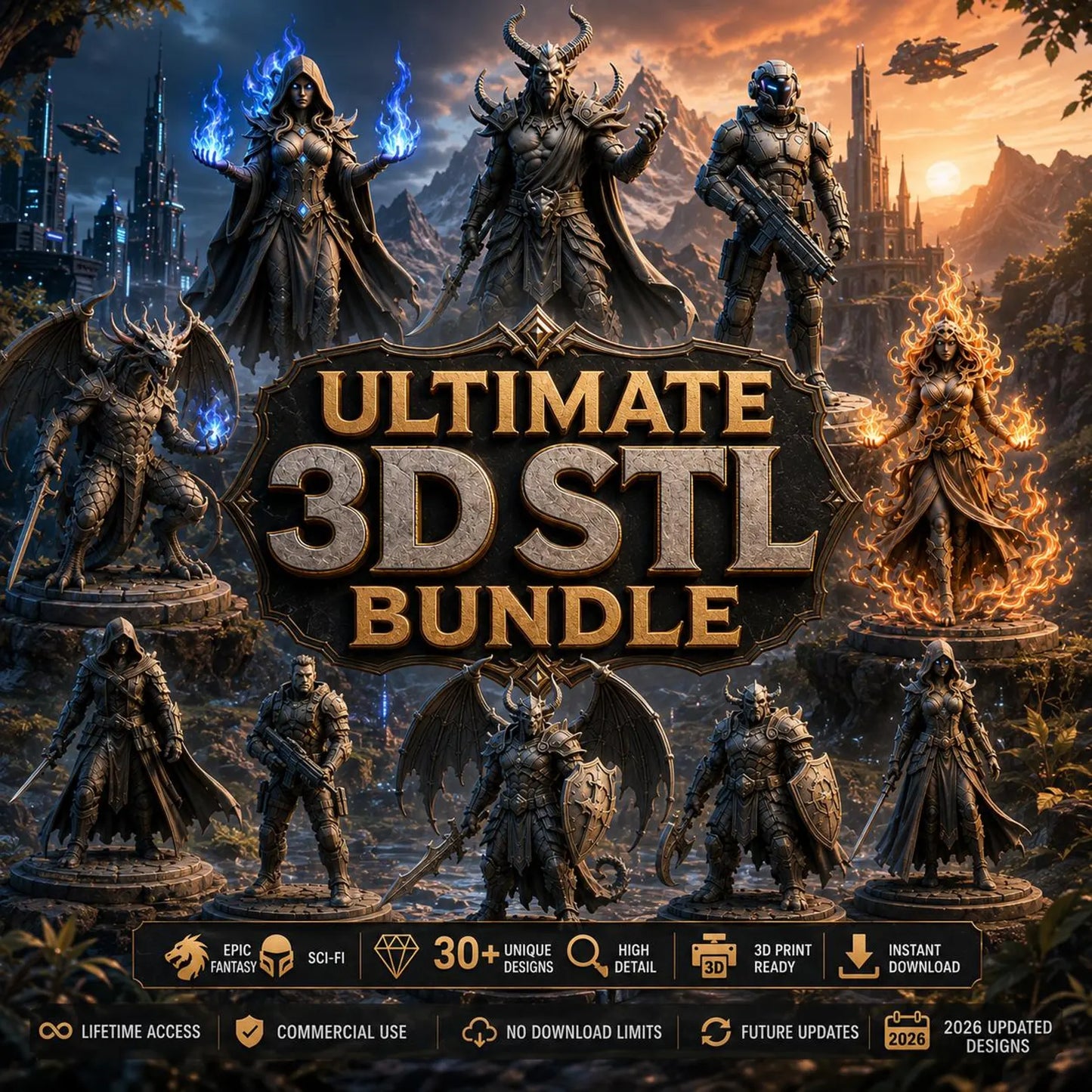 800TB+ Mega STL Bundle | 9,000,000+ 3D Print Files | Commercial Use