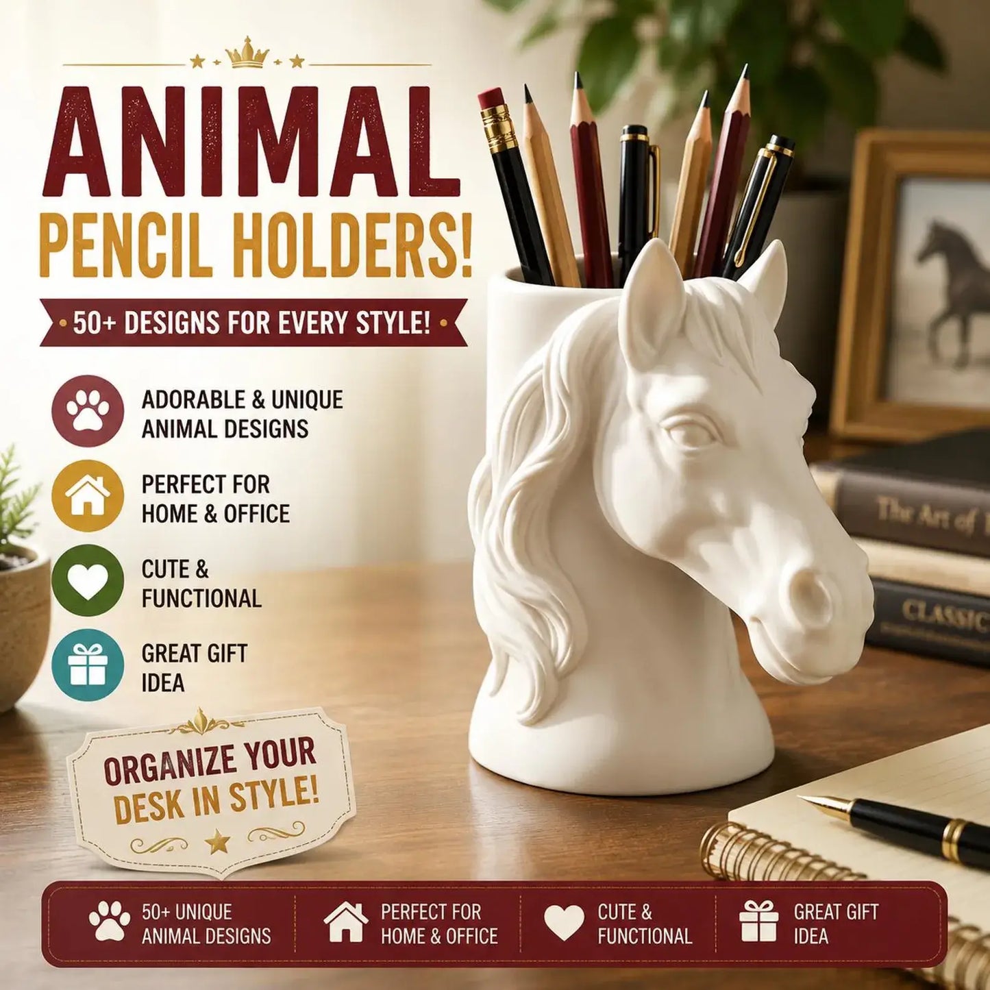 50+ Cute Animal Pencil Holder STLs – 3D Printable Desk Organizer Bundle