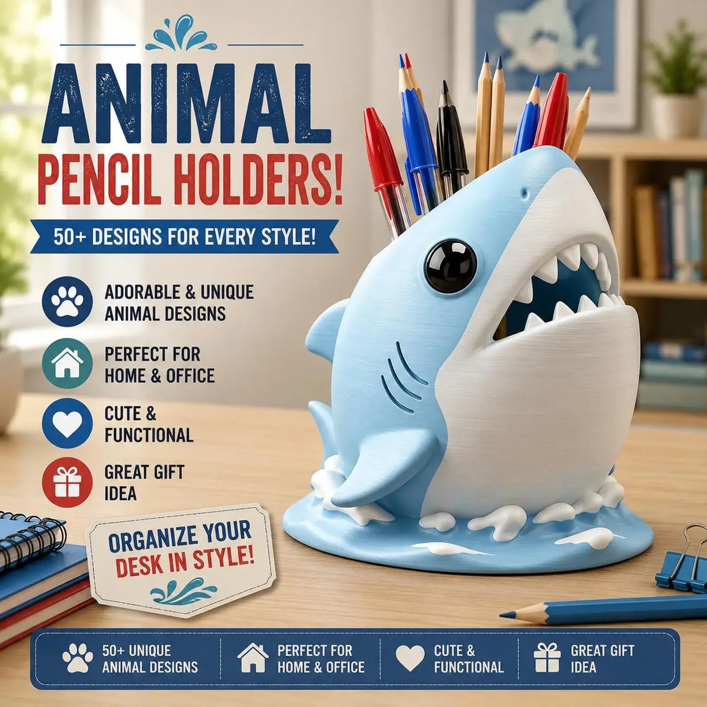 50+ Cute Animal Pencil Holder STLs – 3D Printable Desk Organizer Bundle