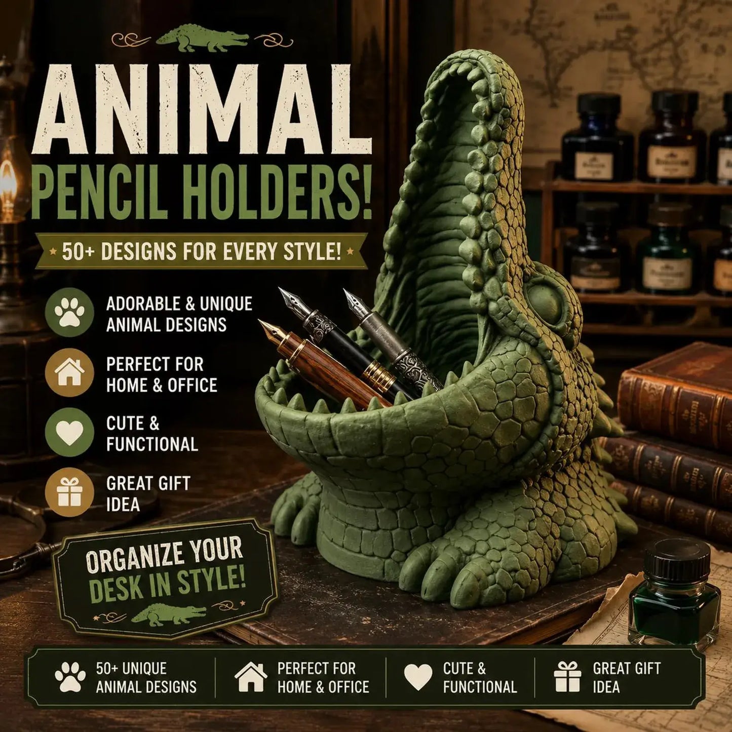 50+ Cute Animal Pencil Holder STLs – 3D Printable Desk Organizer Bundle
