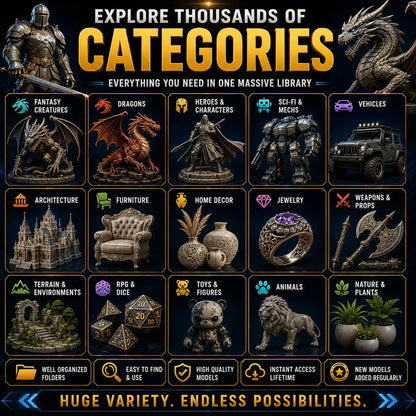 500TB STL Mega Bundle 1,000,000+ Premium STL Files Commercial Use 3D Print Files Instant Download Miniatures, Dragons, Vehicles Decor & More