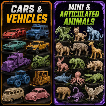 400TB +Mega STL Bundle, Flexi Animals, Dragons, Vehicles, Anime Figures, Props, 3D Print Files Collection