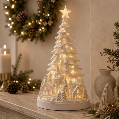 Christmas Village Tree Lamp, 3D Printable LED Winter Lantern (Digital Download)
