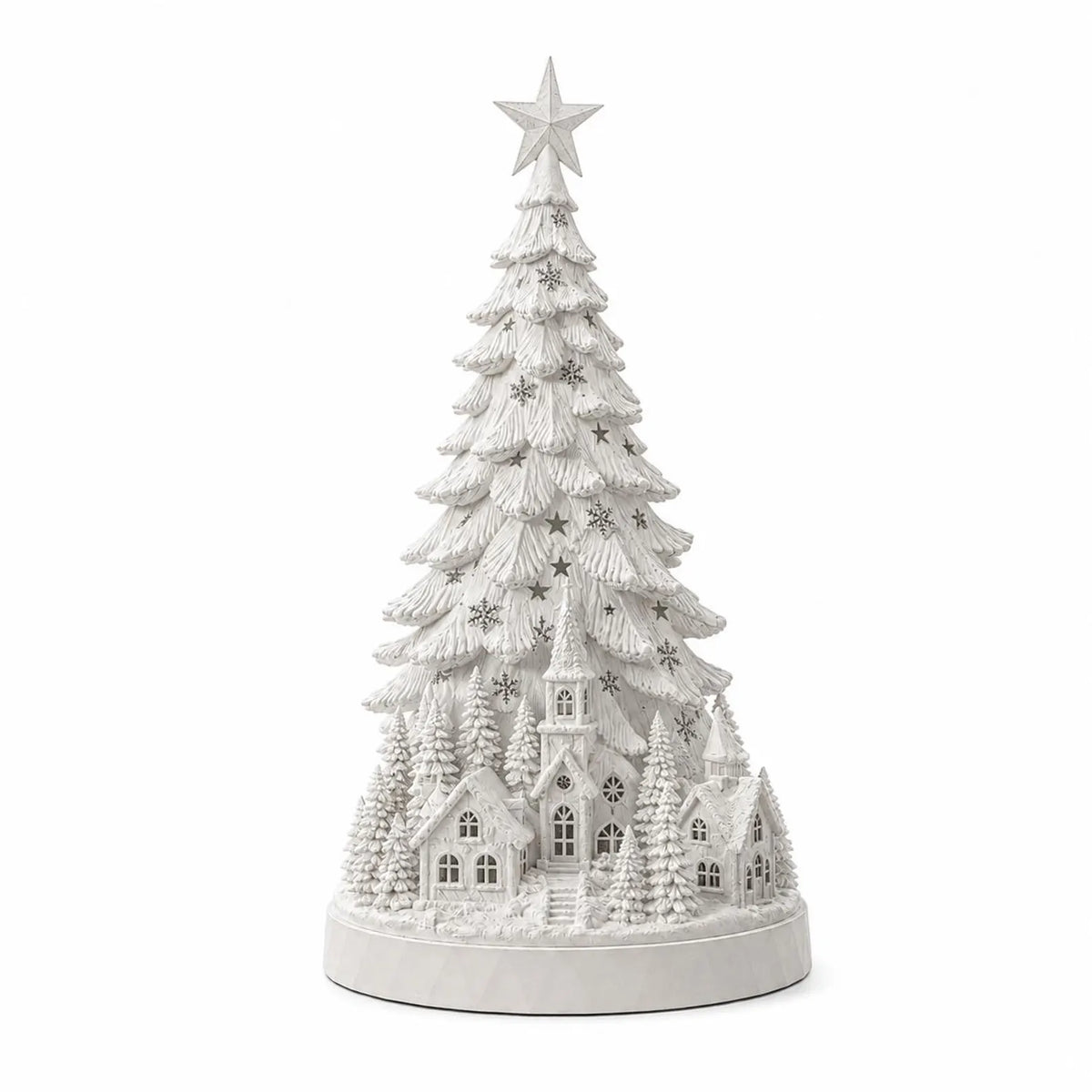 Christmas Village Tree Lamp, 3D Printable LED Winter Lantern (Digital Download)