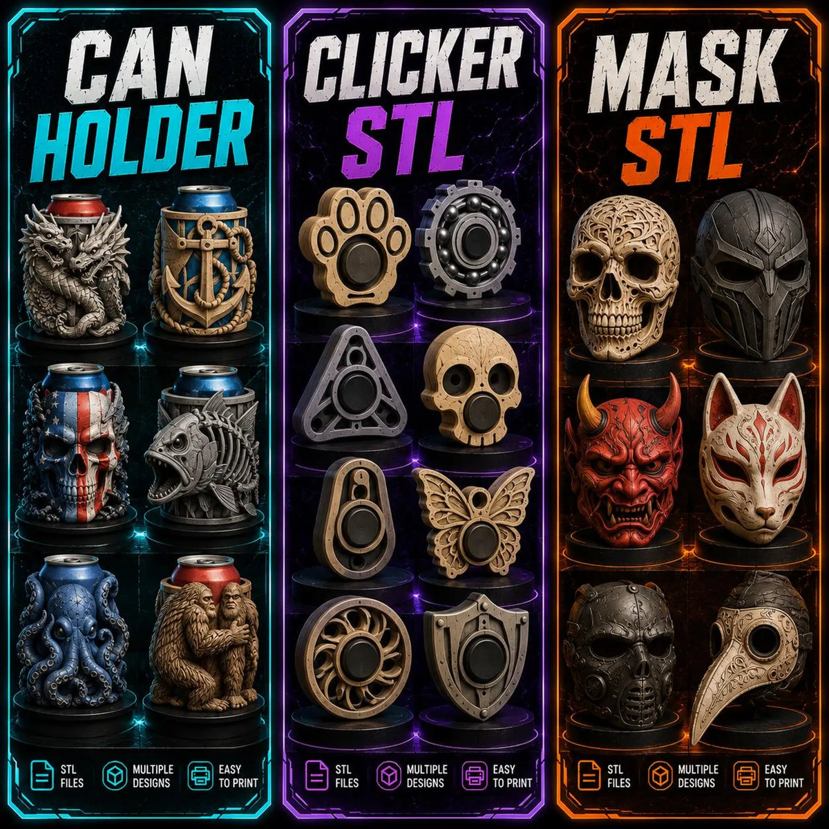 400TB +Mega STL Bundle, Flexi Animals, Dragons, Vehicles, Anime Figures, Props, 3D Print Files Collection