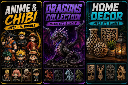 400TB +Mega STL Bundle, Flexi Animals, Dragons, Vehicles, Anime Figures, Props, 3D Print Files Collection