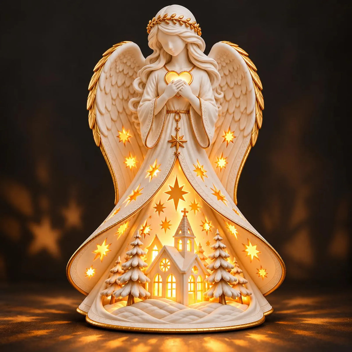 Christmas Guardian Angel Figurine | Lucky Charm Tea Light | 3D STL File - Digital Download