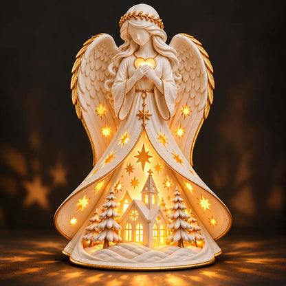 Christmas Guardian Angel Figurine | Lucky Charm Tea Light | 3D STL File - Digital Download