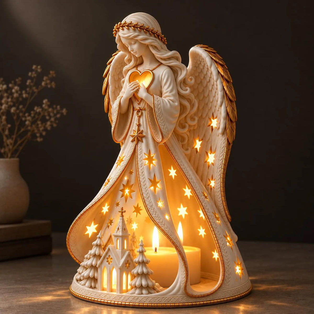 Christmas Guardian Angel Figurine | Lucky Charm Tea Light | 3D STL File - Digital Download