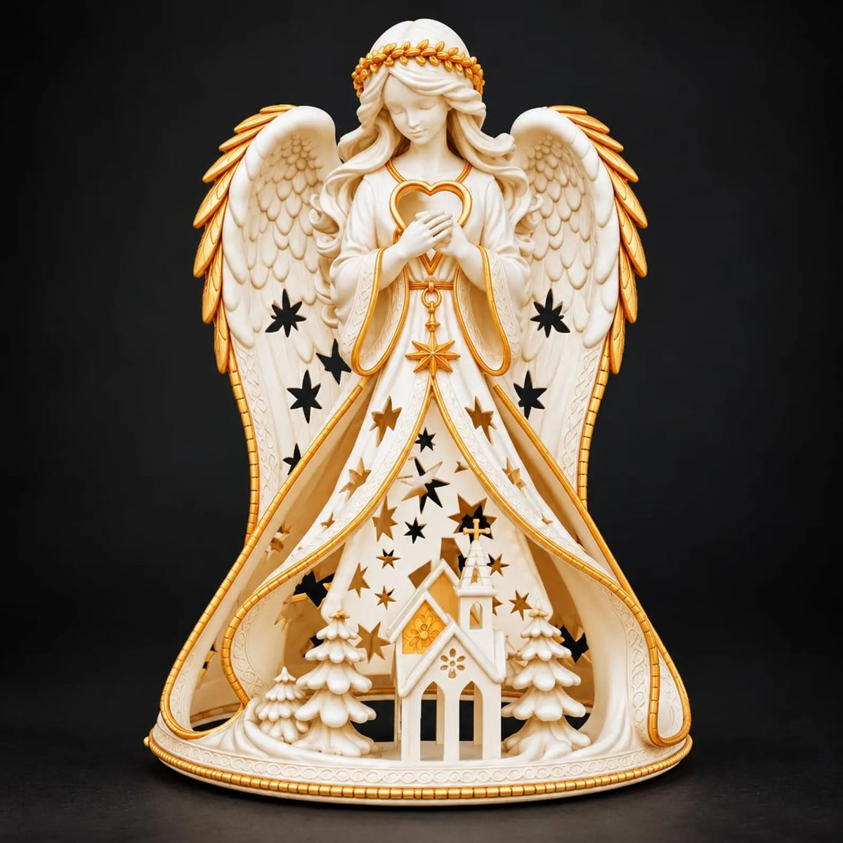 Christmas Guardian Angel Figurine | Lucky Charm Tea Light | 3D STL File - Digital Download