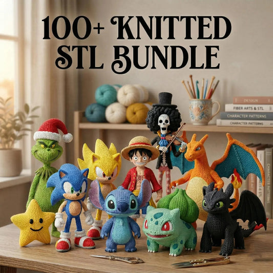 100+ Adorable Knitted 3D Print Files | STL/3MF Character Bundle
