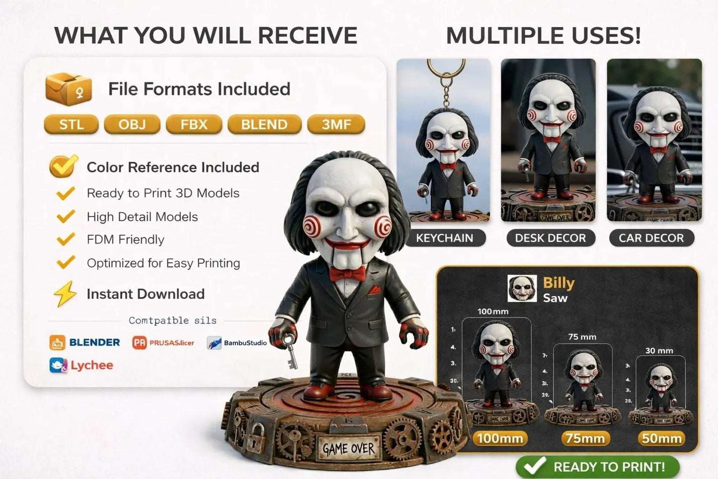 Horror Doll Figurine – Scary Miniature Model