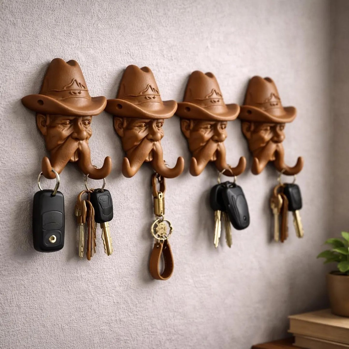 Cow-boy Mustache Key Holder Vintage Wall Hooks STL