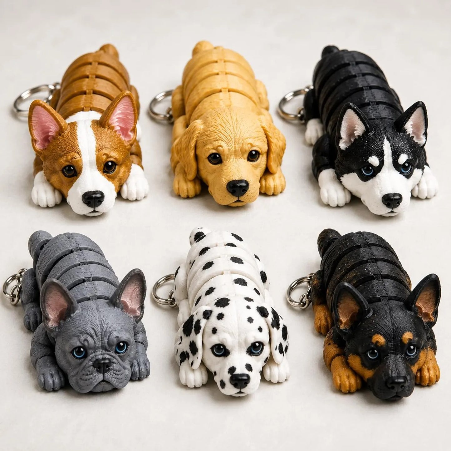 150+ Flexi Dog Keychain STL Bundle - Articulated Baby Puppy 3D Print Files