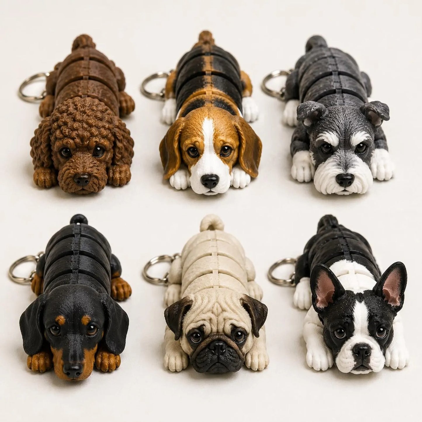 150+ Flexi Dog Keychain STL Bundle - Articulated Baby Puppy 3D Print Files